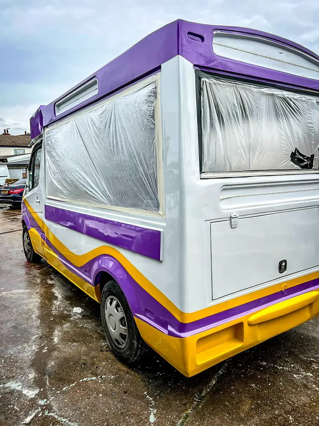 A newly liveried Ben's Ices van in purple, gold and white